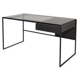 Gillmore Luxe - Desk With Drawer In Black Stained Oak With Matt Black Frame Frame Colour: Matt Black, Unit Colour: Black Stained Oak