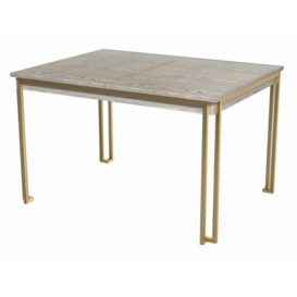 Gillmore Luxe - Extending Dining Table In Weathered Oak With Brushed Brass Frame Frame Colour: Brushed Brass, Unit Colour: Weathered Oak