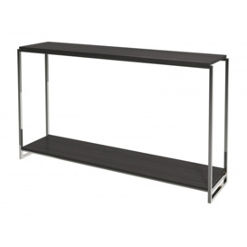 Gillmore Luxe - Narrow Console Table In Black Stained Oak With Polished Chrome Frame Frame Colour: Polished Chrome, Unit Colour: Black Stained Oak