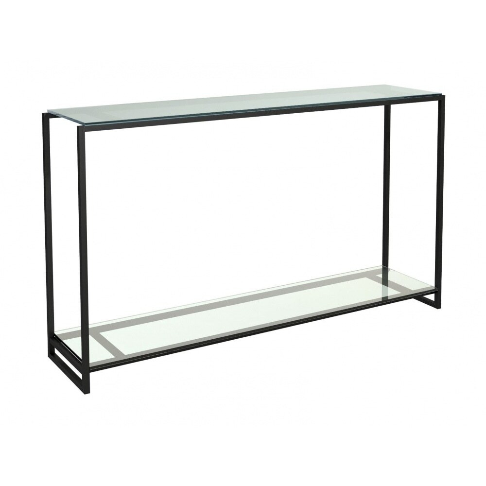 Gillmore Luxe - Narrow Console Table In Clear Glass With Matt Black Frame Frame Colour: Matt Black, Unit Colour: Clear Glass