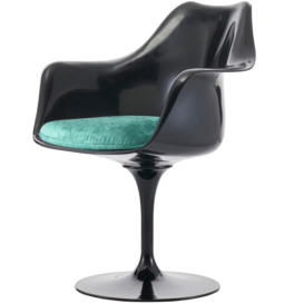 "Fusion Living Black and Luxurious Turquoise Chelsea Armchair "