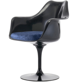 Fusion Living Black and Luxurious Blue Chelsea Armchair