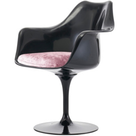 Fusion Living Black and Luxurious Light Pink Chelsea Armchair