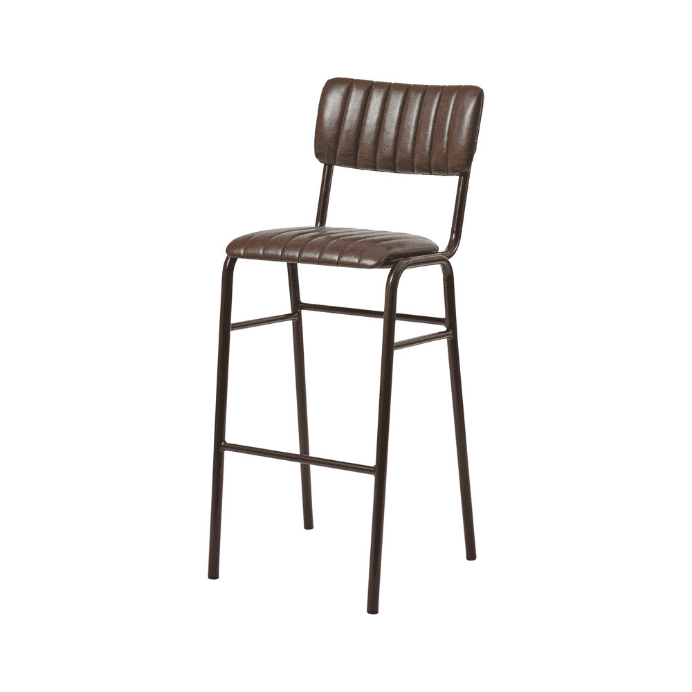 Fusion Living Core Vintage Brown Bar Stool With Metal Legs Colour: Vintage Brown