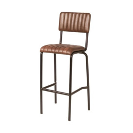 Fusion Living Core Vintage Brown Bar Stool With Metal Legs Colour: Vintage Brown