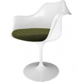 Fusion Living White and Textured Olive Green Chelsea Armchair
