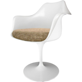 Fusion Living White and Textured Beige Chelsea Armchair