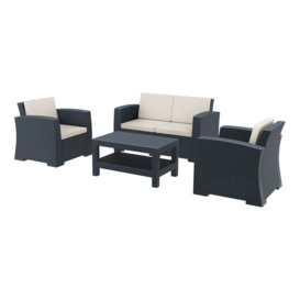 Fusion Living Monaco Outdoor Lounge Set - Dark Grey Frame With Cushions