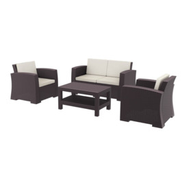 Fusion Living Monaco Outdoor Lounge Set - Brown Frame With Cushions