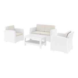 Fusion Living Monaco Outdoor Lounge Set - White Frame With Cushions