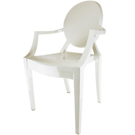 Fusion Living Ivory White Ghost Style Plastic Louis Armchair