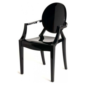 Fusion Living Black Ghost Style Plastic Louis Armchair