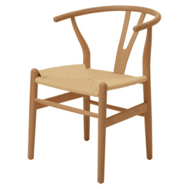 Fusion Living Wishbone Natural Beechwood And Hemp Weave Dining Chair