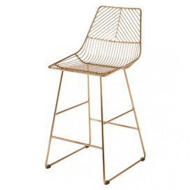 Fusion Living Geometric Gold Metal Wire Barstool