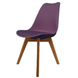 Fusion Living Soho Aubergine Plastic Dining Chair with Squared Medium Wood Legs - interlock