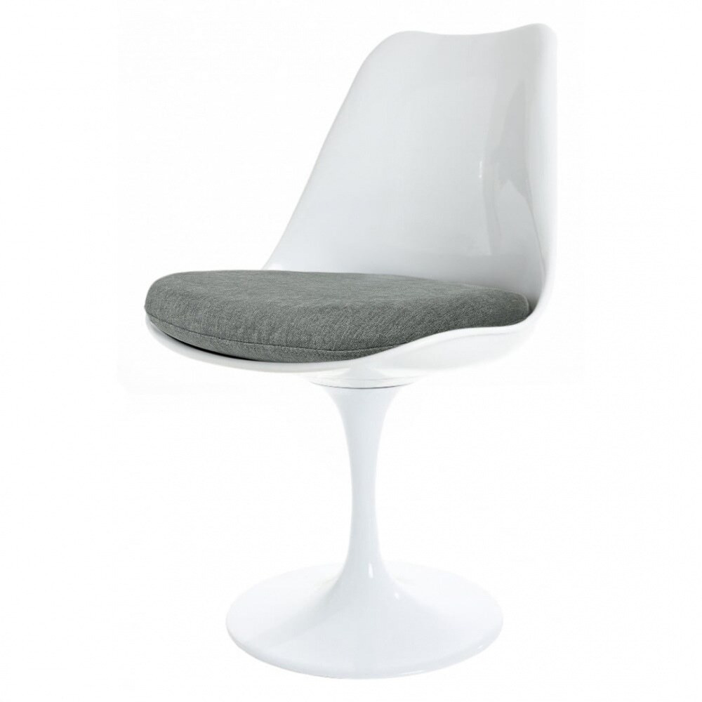 Fusion Living White and Velveteen Grey Chelsea Side Chair