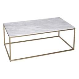 "Gillmore White Marble and Gold Metal Contemporary Rectangular Coffee Table "