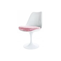 Fusion Living Chelsea Set - White Medium Circular Table with Four Chairs - Luxurious Pink Chair Colour: Luxurious Pink