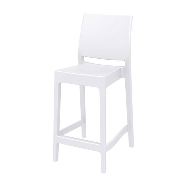 Fusion Living Maya White Plastic Mid Height Bar Stool Colour: White