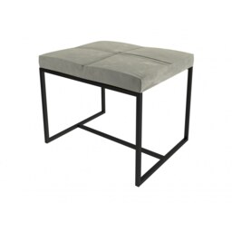 Gillmore Luxe - Upholstered Light Grey Velvet Small Stool With Matt Black Frame Frame Colour: Matt Black, Seat Colour: Light Grey