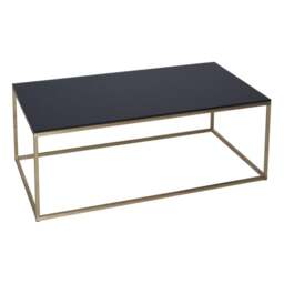 "Gillmore Black Glass and Gold Metal Contemporary Rectangular Coffee Table "
