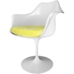 "Fusion Living Eero Saarinen White and Luxurious Yellow Chelsea Armchair "
