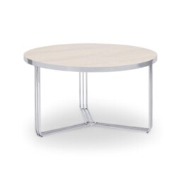 Gillmore Deco - Medium Circular Coffee Table With Pale Wood Top and Polished Chrome Frame Table Top Finish: Pale Wood, Frame Colour: Polished Chrome