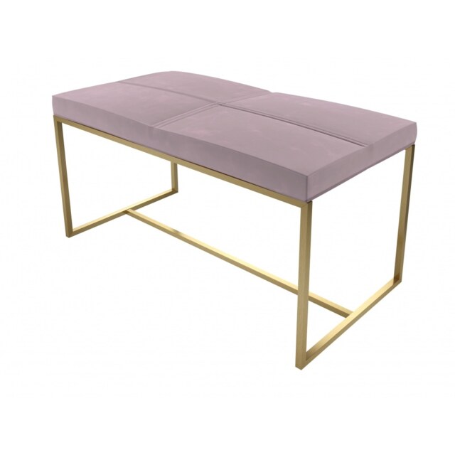 Gillmore Luxe - Upholstered Blush Pink Velvet Large Stool With Brushed Brass Frame Frame Colour: Brushed Brass, Seat Colour: Blush Pink