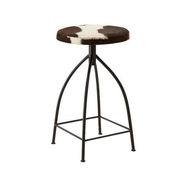 "Fusion Living Upholstered Cowhide Industrial Bar Stool "