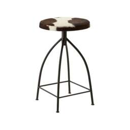 "Fusion Living Upholstered Cowhide Industrial Bar Stool "