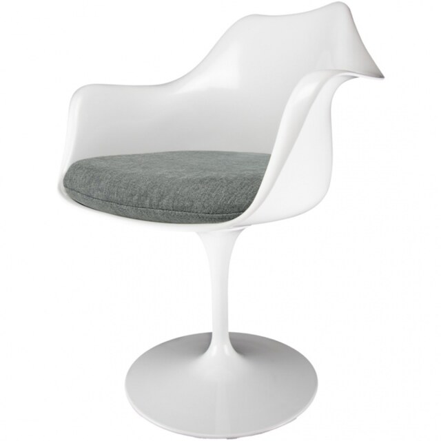 "Fusion Living White and Velveteen Grey Chelsea Armchair "