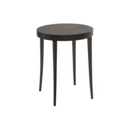 "Gillmore Circular Side Table in Dark Charcoal Wood with Gun Metal Legs "