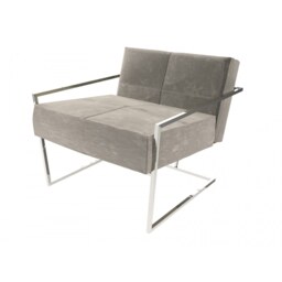 Gillmore Luxe - Upholstered Light Grey Velvet Armchair With Polished Chrome Frame Frame Colour: Polished Chrome, Seat Colour: Light Grey