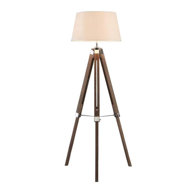 "Fusion Living Contemporary Brown and Cream Tripod Floor Lamp "