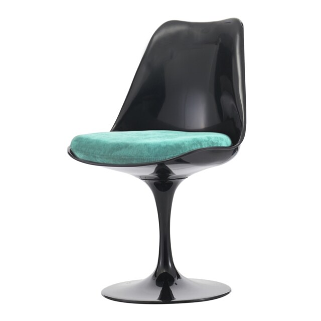 "Fusion Living Black and Luxurious Turquoise Chelsea Side Chair "