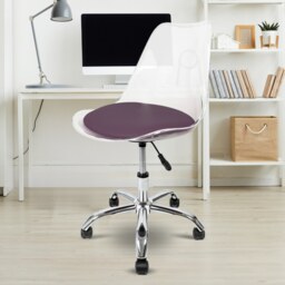 "Fusion Living Soho Clear and Aubergine Plastic Desk Chair with Swivel Base "