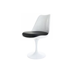 Fusion Living Chelsea Set - Marble Large Circular Table with Six Chairs - Black PU Chair Colour: Black PU