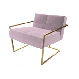 Gillmore Luxe - Upholstered Blush Pink Velvet Armchair With Brushed Brass Frame Frame Colour: Brushed Brass, Seat Colour: Blush Pink