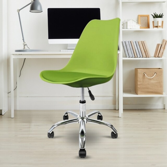 "Fusion Living Soho Green Plastic Desk Chair with Swivel Base "