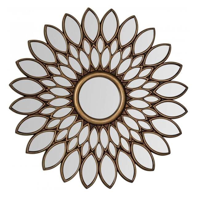 "Fusion Living Bronze Flower Circular Mirror "
