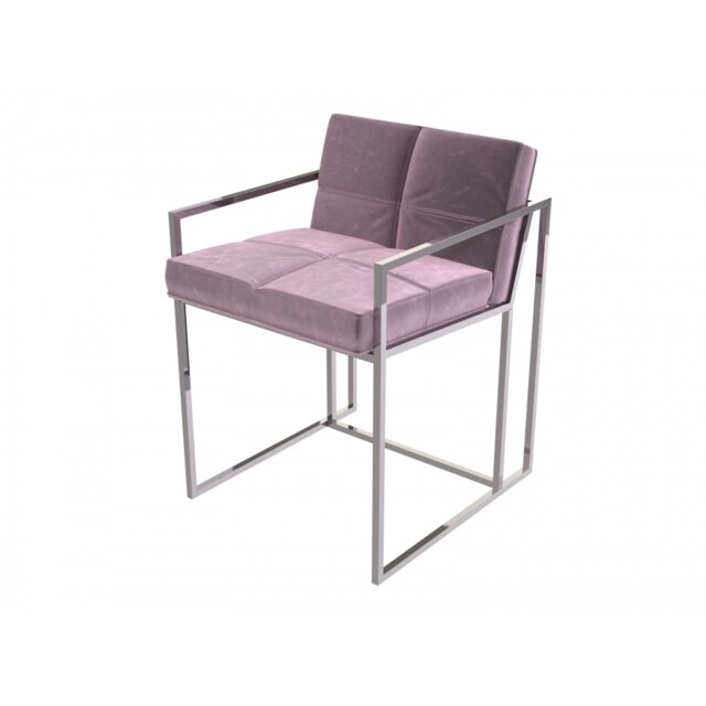 Gillmore Luxe - Upholstered Blush Pink Velvet Dining Chair With Polished Chrome Frame Frame Colour: Polished Chrome, Seat Colour: Blush Pink