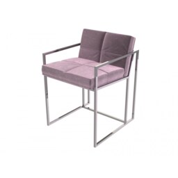 Gillmore Luxe - Upholstered Blush Pink Velvet Dining Chair With Polished Chrome Frame Frame Colour: Polished Chrome, Seat Colour: Blush Pink