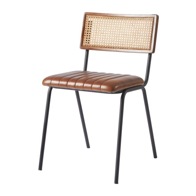 "Fusion Living Savanna Brown Leather Dining Chair "