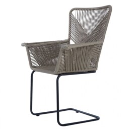 "Fusion Living Grey Rattan Effect Floating Armchair With Black Iron Legs "