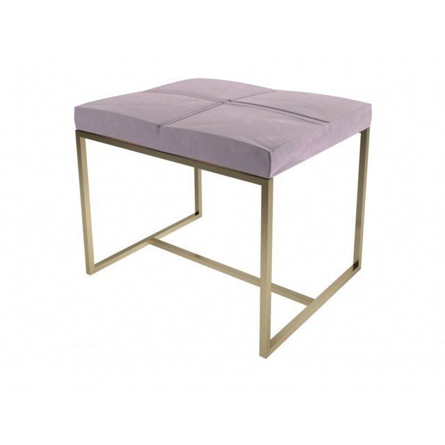 Gillmore Luxe - Upholstered Blush Pink Velvet Small Stool With Brushed Brass Frame Frame Colour: Brushed Brass, Seat Colour: Blush Pink