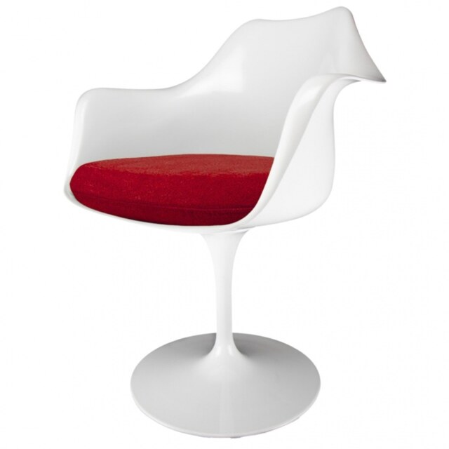 "Fusion Living White and Velveteen Scarlet Red Chelsea Armchair "