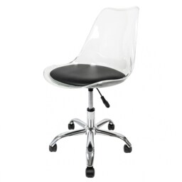 "Fusion Living Soho Clear and Black Plastic Desk Chair with Swivel Base "