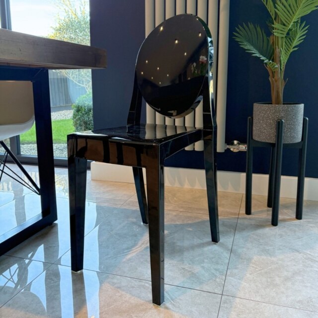 "Fusion Living Black Ghost Style Plastic Victoria Dining Chair "