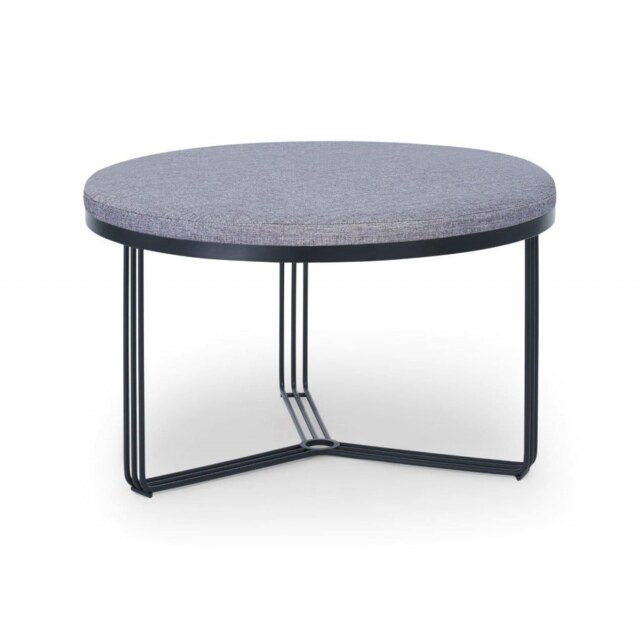 Gillmore Deco - Medium Circular Coffee Table With Pewter Fabric and Black Powder Frame Table Top Finish: Pewter, Frame Colour: Black Powder