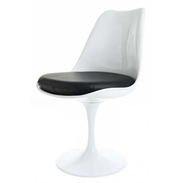 "Fusion Living White and Black PU Chelsea Side Chair "